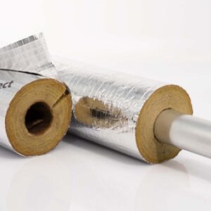 Mineralwolle Rohrisolierung 1,2m Isolierschale 40 mm Dämmdicke | Isover Ultimate Alu2 Profi Qualität | selbstklebende Überlappung | GEG