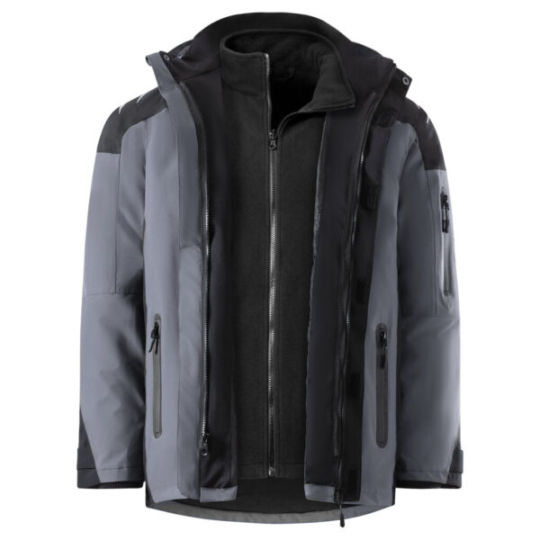 KRÄHE Evo 3-in-1 Funktions-/Winterjacke m. Fleece-Innenjacke, grau, 3XL